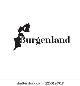 Burgenland map and black lettering design on white background