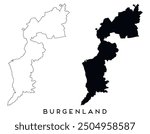 Burgenland map outline and black silhouette vector