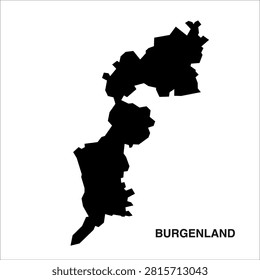 Burgenland State Map with Districts Black Solid Vector Illustration of Austria