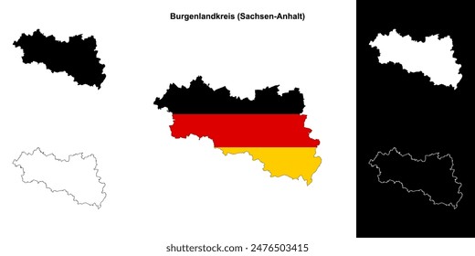 Burgenlandkreis (Sachsen-Anhalt) blank outline map set