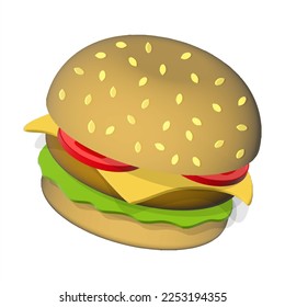 Burger 3d on isolated background - vector image