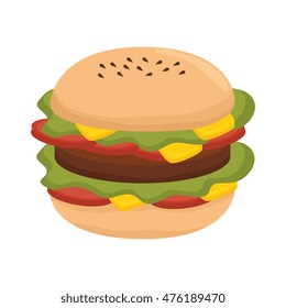 burger american hamburger recipe fast food  menu dish vector illustration