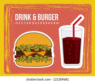 burger announcement over grunge background. vector