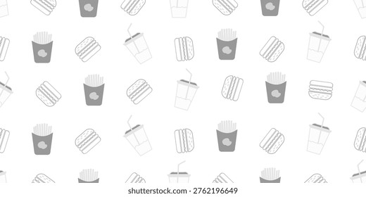 burger background. doodle fast food burger seamless pattern background. fried chicken burger pattern. Seamless Pattern hamburger