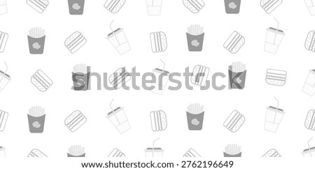 burger background. doodle fast food burger seamless pattern background. fried chicken burger pattern. Seamless Pattern hamburger