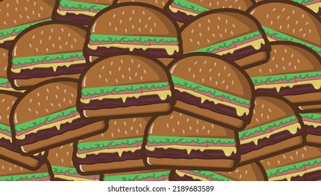 Burger background. Texture of a burger with a cutlet. Vector illustration