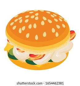 Burger bacon icon. Isometric illustration of burger bacon vector icon for web