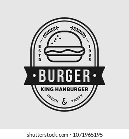 Burger badge vector logo icon illustration
