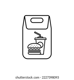 Burger bag line food delivery icon design vector image
