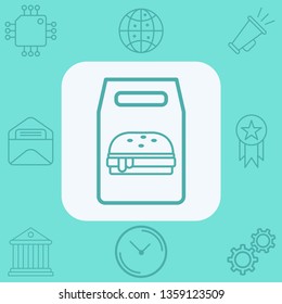 Burger bag vector icon sign symbol