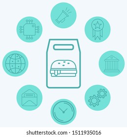 Burger bag vector icon sign symbol