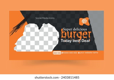 Plantilla de banner de hamburguesa y diseño de plantilla de banner web para publicación de medios sociales
