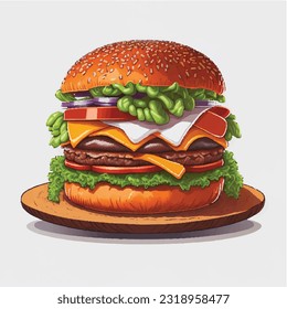 burger  beef cheese with lettuce  tomato 