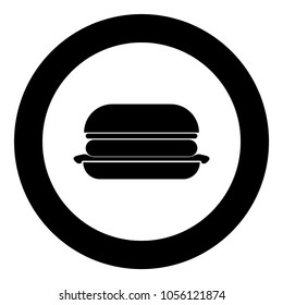 Burger black icon in circle