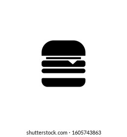 Burger black icon in black flat design on white background vector illustration for website, mobile application, presentation, infographic