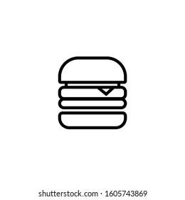 Burger black icon in outline style on white background vector illustration for website, mobile application, presentation, infographic