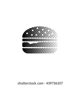 burger - black vector icon;  halftone illustration