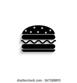 burger - black vector  icon with shadow