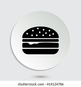 burger - black vector icon  with shadow