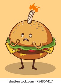 Burger Bomb vector illustration. Fast Food Obesity concept design