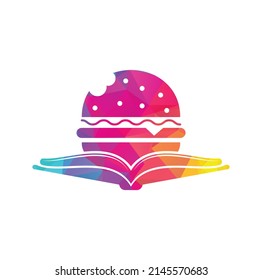 Burger book logo design vector. Books and Burger Cafe Logo Isolated Vector