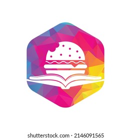 Burger book logo design vector. Books and Burger Cafe Logo Isolated Vector