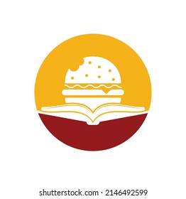 Burger book logo design vector. Books and Burger Cafe Logo Isolated Vector