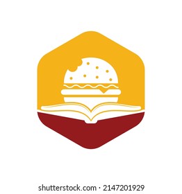 Burger book logo design vector. Books and Burger Cafe Logo Isolated Vector