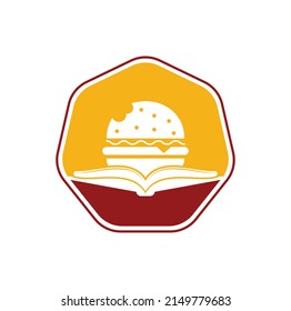 Burger book logo design vector. Books and Burger Cafe Logo Isolated Vector	