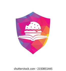 Burger book logo design vector. Books and Burger Cafe Logo Isolated Vector	