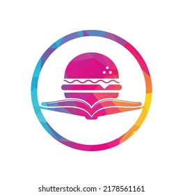 Burger book logo design vector. Books and Burger Cafe Logo Isolated Vector