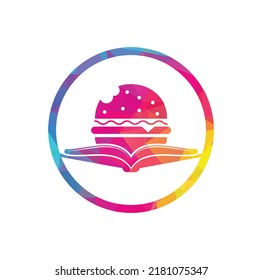Burger book logo design vector. Books and Burger Cafe Logo Isolated Vector