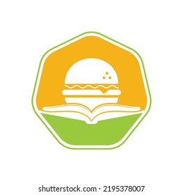 Burger book logo design vector. Books and Burger Cafe Logo Isolated Vector	