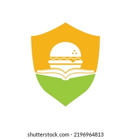 Burger book logo design vector. Books and Burger Cafe Logo Isolated Vector	