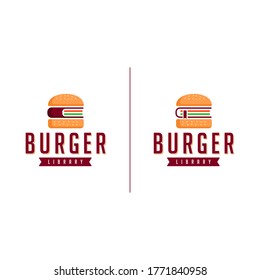 Burger and Book logo template