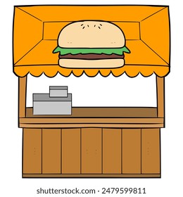 burger booth illustration hand drawn isolated vector