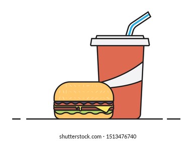 Burger and Bottle Vector Editable Color and Easy to Resize