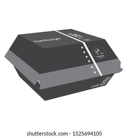 burger box deliver food, mockup, dark