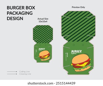 Burger Box Design, Burger Box Packaging Template Design, Burger Box Die Cut Line, Ready For Print.