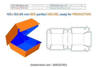 Burger Box Dieline Or Small Size Burger Box Die-cut Template Self Asembly Eco-friendly, No Glue Needed Box, Fast Food Burger Box