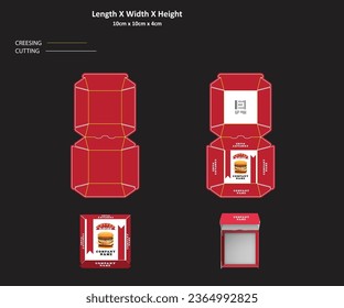 Burger box packaging design, burger box dyeline with design, packaging design, packaging template 