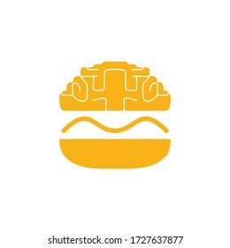 Burger Brain Vector Logo Design Template. Fast Food Cafe Logo Design.