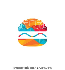 Burger Brain Vector Logo Design Template. Fast Food Cafe Logo Design.