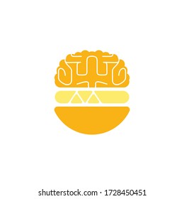 Burger Brain Vector Logo Design Template. Fast Food Cafe Logo Design.