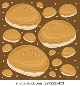 Burger bread bun flat vector illustration. Cute bakery baked burger bread bun snack cartoon vector illustration for graphic design and decorative element
