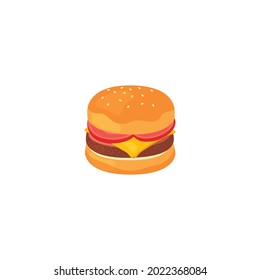 burger bread salad cheese and mustard simple vector art
