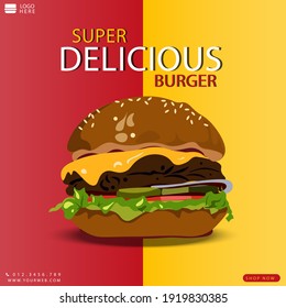 Burger brochure poster. Vector illustration 