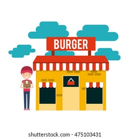 burger building restaurant menu vector illustration design