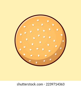 ilustración del icono del vector de la caricatura de burger bun