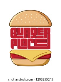 Burger bun with typography burger place